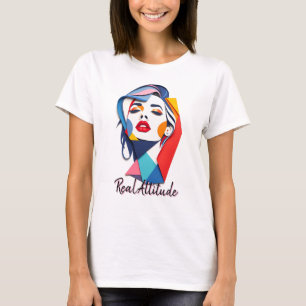 Fet Abstrakt Kvinnor med Vibrant Färg T Shirt