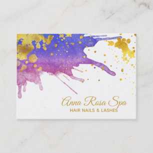 *~*Fet Abstrakt Lila Watercolor Guld Luxe Glam Visitkort