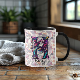 Fet Abstrakt Monogram Mugg - H för Henry