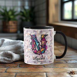 Fet Abstrakt Monogram Mugg - U för Odysses
