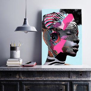 Fet Abstrakt Porträtt med Vibrant Mönster Poster