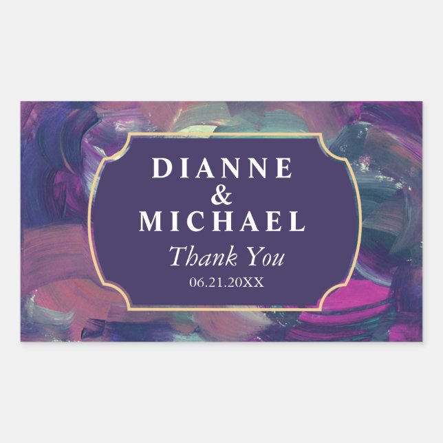 Fet akrylmålning Spara datumet Rektangulärt Klistermärke (Framsida)