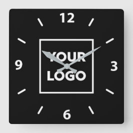 Fet Anpassningsbar - Logotyp på svart bakgrund Fyrkantig Klocka