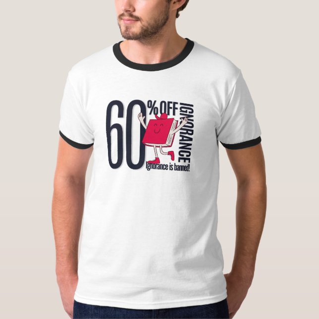 Fet Anti-ignorans Herr Basic Ringar Vit  T Shirt (Framsida)