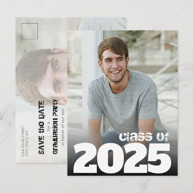 Fet års foto 2021 Studenten Spara datumet Vykort (Fram/baksida)