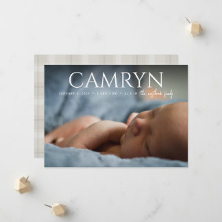 Fet av typ Baby Birth Photo Announcement Boy Girl Meddelande