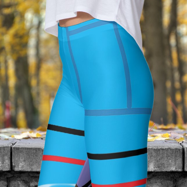 Fet Azure Blue-Abstrakt Skriv ut Leggings (Abstract on Azure)