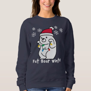 Fet björn vinter, vit björn jultomte hatt, julbely t shirt