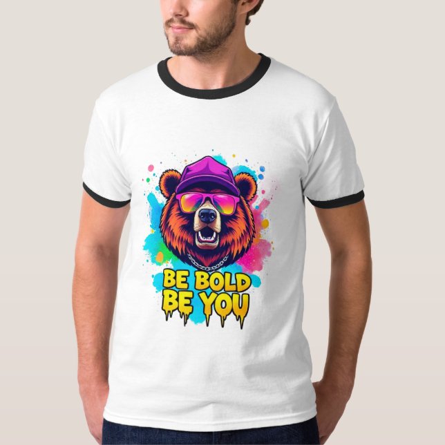 Fet björnillustration med inspirerande slogan t shirt (Framsida)