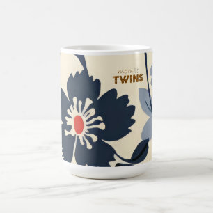 Fet blå Blommigt Mamma till Twillingar Kaffemugg