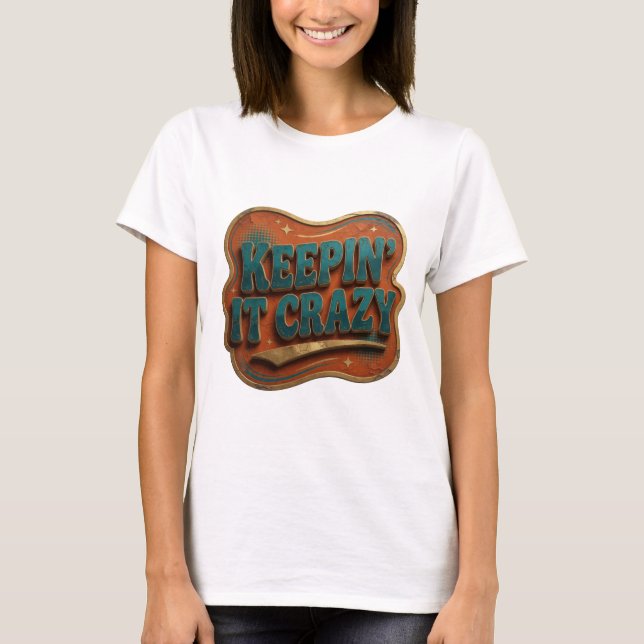 Fet blå KVARHÅLLER DET GALET Grafisk T-shirt (Framsida)