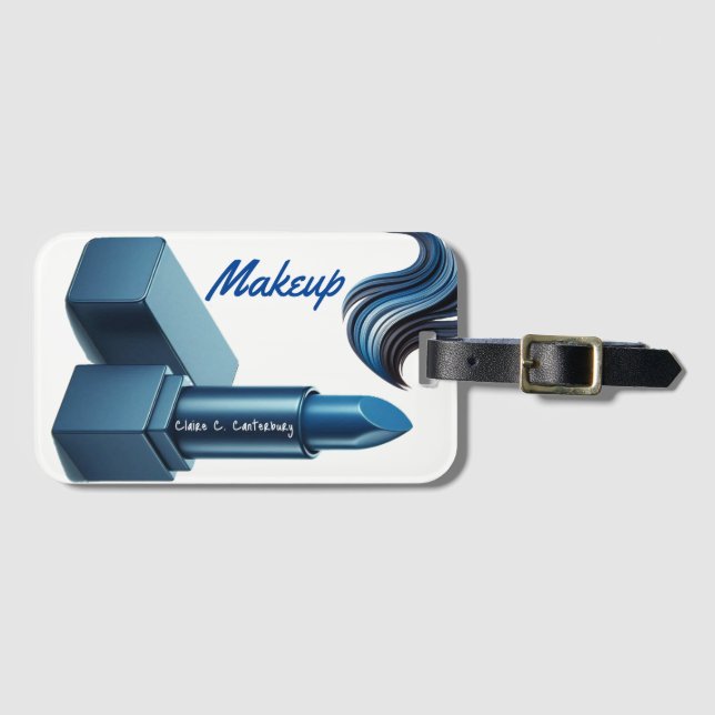 Fet blå Lipstick Makeup Aesthetic Bagagebricka (Framsida horisontal)