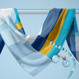 Fet blå och gul geometrisk sjal