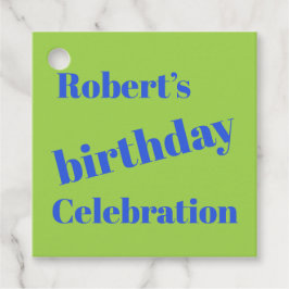 Fet blå på grön Födelsedagsfest av kalk Gåvor Etiketter