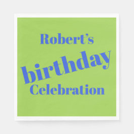 Fet blå på grön Födelsedagsfest av kalk Pappersservett