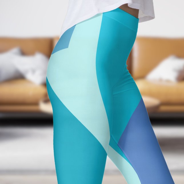 Fet blå toning, Abstrakt Leggings (Bold Blue Fade Abstract Leggings)