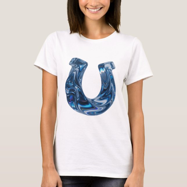 Fet Blå VATTEN Text Design T Shirt (Framsida)