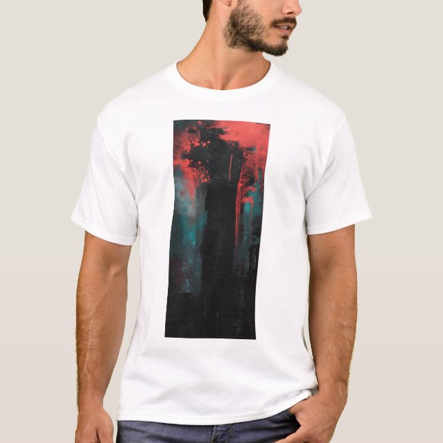 Fet Black and Red Abstrakt Art T-Shirt (Framsida)