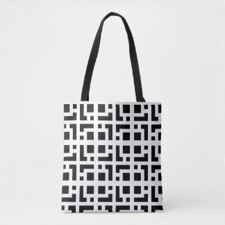 Fet Black and White Maze Mönster Tote Bag 🖤 Tygkasse