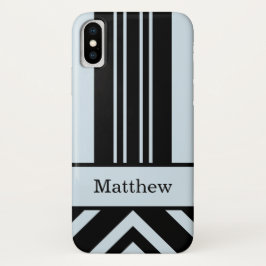 Fet Black & Light Grått Rand Chevrons - ditt namn