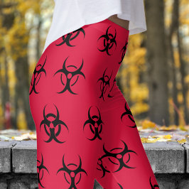 Fet Black och Red Biohazard Mönster Leggings
