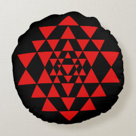 Fet Black och Red Sri Yantra Meditation Cushion Rund Kudde