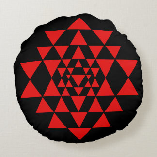 Fet Black och Red Sri Yantra Meditation Cushion Rund Kudde