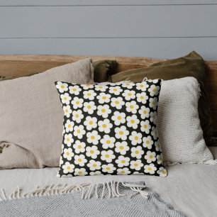Fet Black & White Flower Bohemian Tropical Kudde