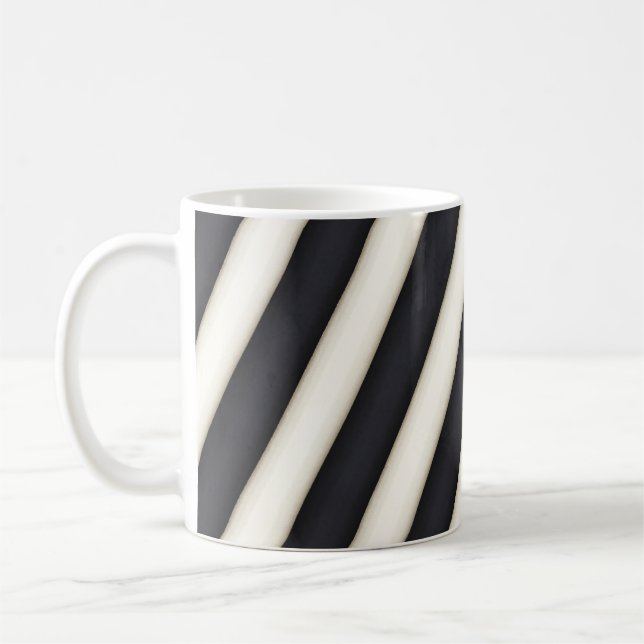 Fet Black & White Spiraling Rand Kaffemugg (Vänster)