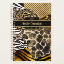 Fet, blandat djurtryck med Guld-dekorationer