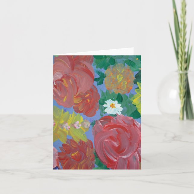 Fet Blod Blommigt Note Card Tack Kort (Framsida)