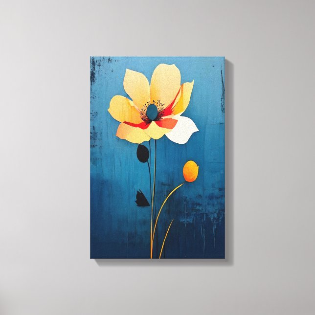 Fet Blommigt Art med Abstrakt Flower Canvastryck (Framsida)