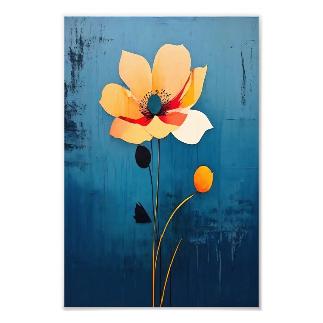 Fet Blommigt Art med Abstrakt Flower Fototryck (Framsidan)