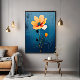 Fet Blommigt Art med Abstrakt Flower Poster