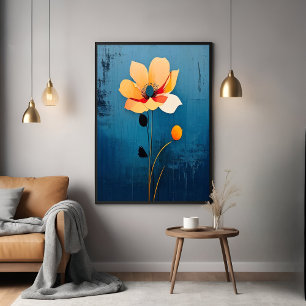 Fet Blommigt Art med Abstrakt Flower Poster