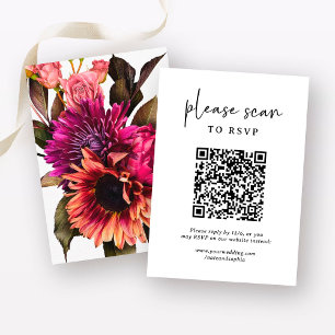 Fet Blommigt Bröllop OSA med QR-kod Tilläggskort