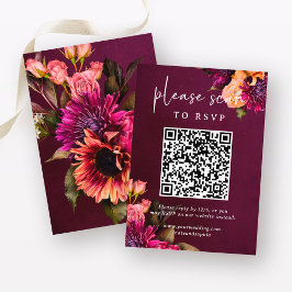 Fet Blommigt Bröllop | OSA med QR-kod Tilläggskort