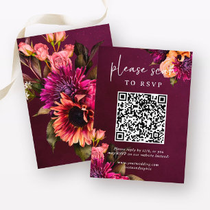 Fet Blommigt Bröllop OSA med QR-kod Tilläggskort