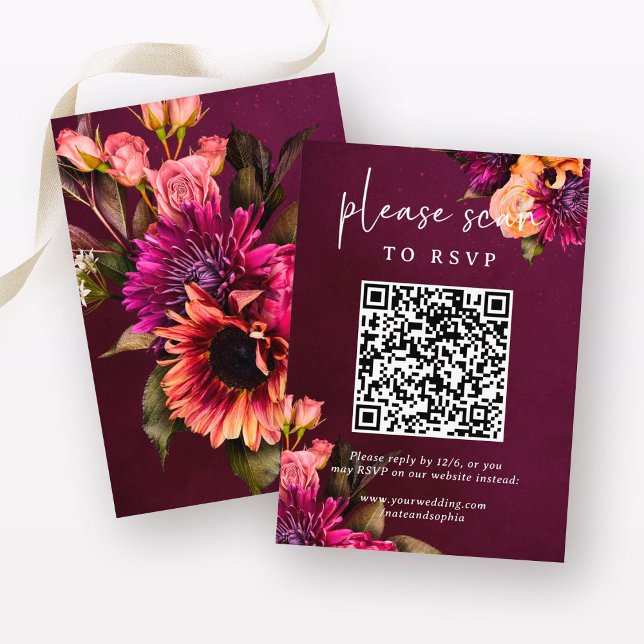 Fet Blommigt Bröllop | OSA med QR-kod Tilläggskort (Skapare uppladdad)