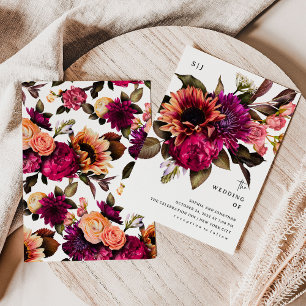 Fet Blommigt   Dramatisk och Elegant bröllop Inbjudningar