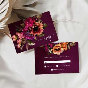 Fet Blommigt Dramatisk och Elegant bröllop OSA Kort