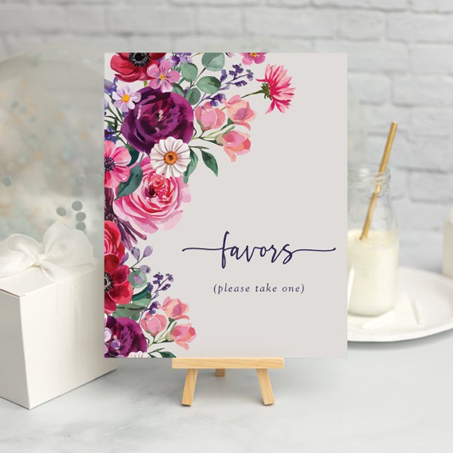 Fet Blommigt - favoriter Bröllop Poster (Bold Watercolor Floral Favors Wedding Poster by Painted Paperie
)