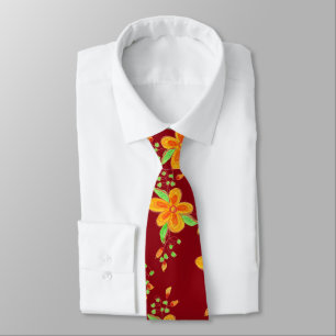 Fet Blommigt på Burgundy Slips