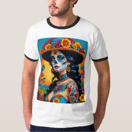 Fet Blommigt Sugar Skull Beauty Shirt T Shirt