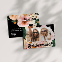 Fet Blommigt | Svart fotokort Frieri kort