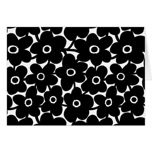 Fet Blommor - svartvitt Hälsningskort (Framsidan Horizontal)