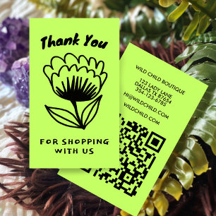 FET BLOOM ORDER TACK Minimal Blommigt QR-kod Visitkort