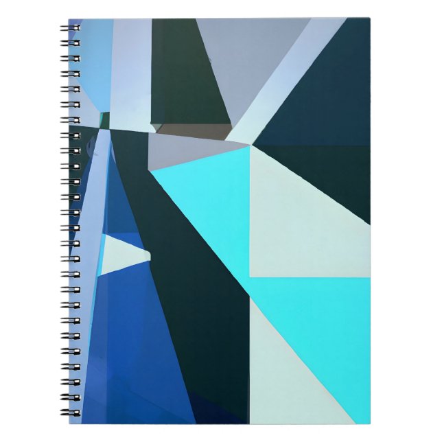 Fet Blue Geometric Abstrakt Art Anteckningsbok (Framsidan)