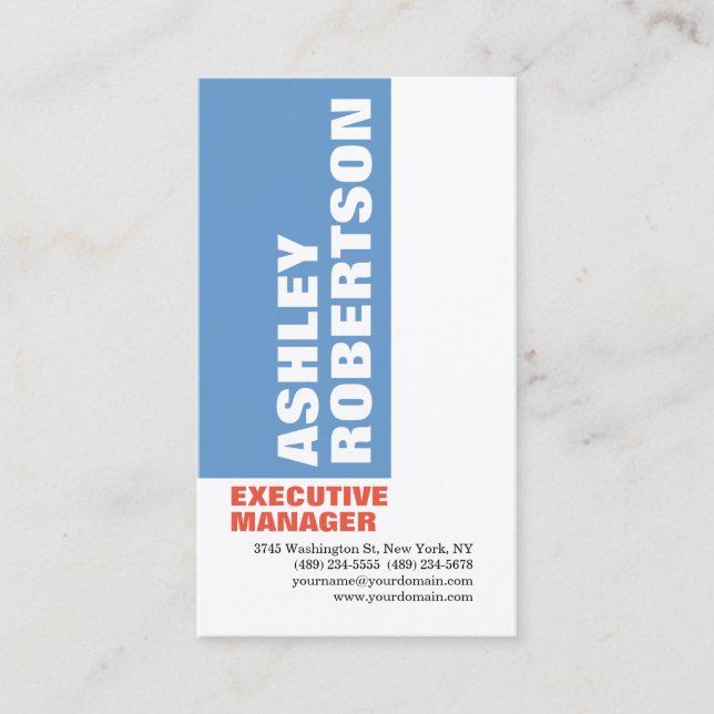Fet Blue White Modern Professionell - minimalistis Visitkort (Framsida)