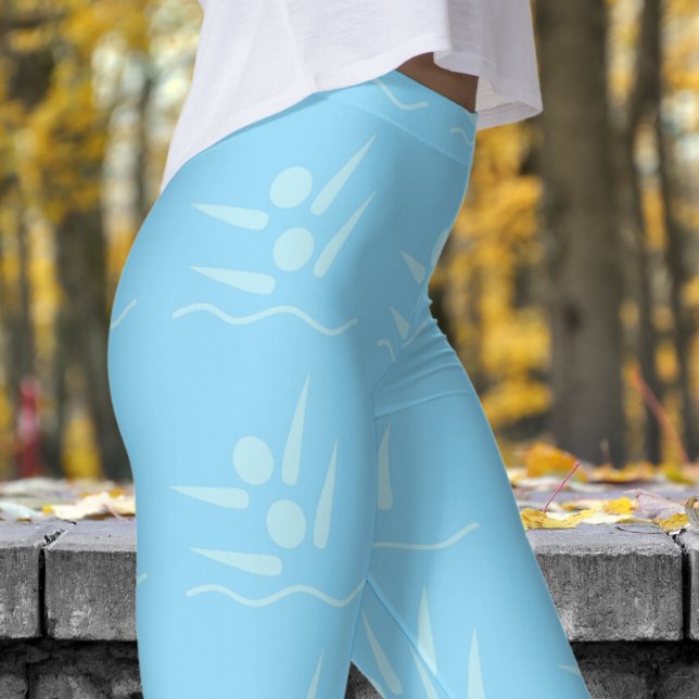 Fet Blue Womens Synchronized Swimming Mönster Leggings (Womens Synchronised Swimming on Baby Blue Leggings)